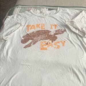 Aerie Cream Oversized Tee with a Turtle 🐢 Print